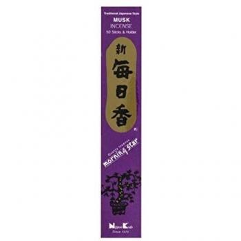 Incienso Japonés Morning Star Almizcle Musk Nippon Kodo (20g) 50 barritas + incensario