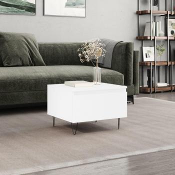 Mesa de centro blanca 50x46x35 cm en madera multicapa y madera de ingeniería
