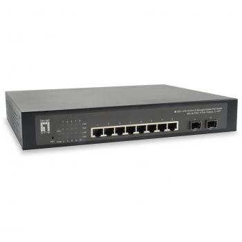 LevelOne GEP-1070 10-Port L2 Managed Gigabit PoE Switch with 8 PoE Outputs and 2 SFP Ports
