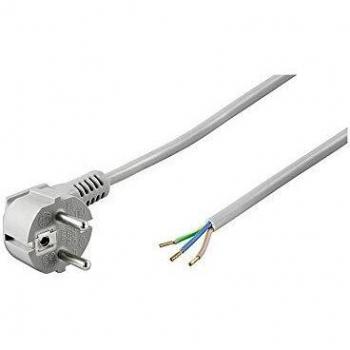 Cable de alimentación gris con conector de seguridad, 2 m, tipo ángulo