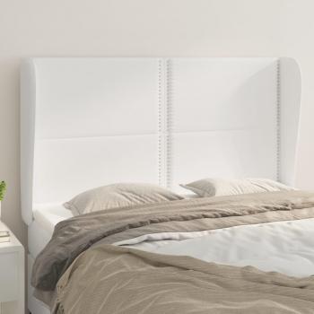 Cabecero de oreja blanco 147x23x111/128 cm en cuero sintético
