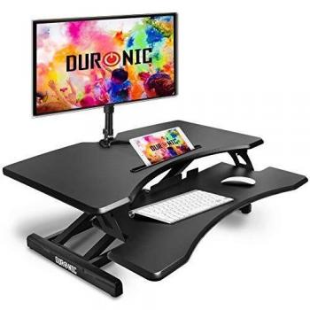 Duronic DM05D17 BK Escritorio standing desk para monitor con altura ajustable de 12 a 49 cm – Mesa para trabajar de pie y sentado