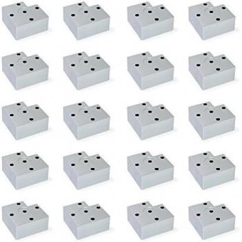 EMUCA Pies para muebles de plástico gris metalizado, Patas para mueble, Lote de 20 pies de altura 45 mm