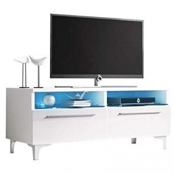 Mueble TV Nashville 116 LED Blanco Brillante Mate 100x45x46cm con 2 Puertas