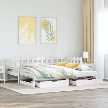 Sofá cama nido con cajones sin colchón blanco 90x200 cm