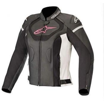 Alpinestars Chaqueta moto Stella Jaws V3 Leather Jacket Black White Fuchsia, Negro/Blanco/Fuchsia, 42