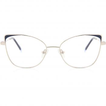 Cat Eye Armazón Completo Metálico Dorados Gafas Recetadas Anti-Azules para Mujer - SmartBuy Collection