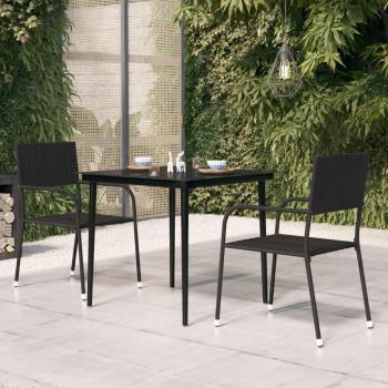 Mesa de comedor de acero y vidrio negro 80x80x74 cm