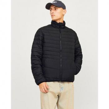 Abrigo acolchado Jack & Jones State con capucha y cremallera para hombre, color negro, talla XXL