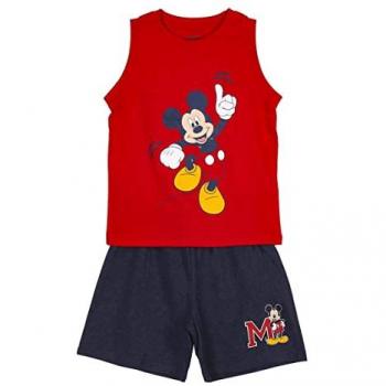 Pijama Corto de Verano Mickey Mouse Rojo 100% Algodón para Niños