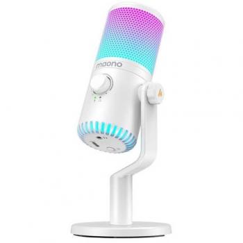 Micrófono Gaming USB Maono DM30RGB Blanco con Iluminación RGB
