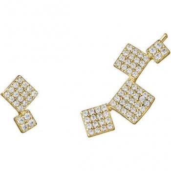 Pendientes asimétricos Earcandy Cubique de Plata 925 bañados en oro 18k