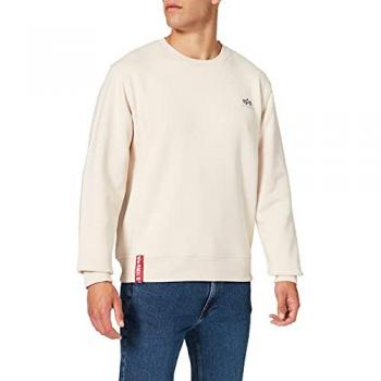 Alpha Industries Men's Basic Small Logo Crew Sweatshirt - Jet Stream White - Size M
