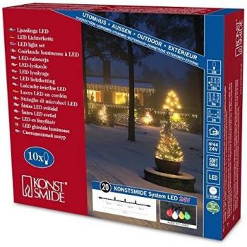 Konstsmide 4641 – 507 LED Ampliación de sistema de cerveza jardín Cadena/multicolor 30 diodos de blanco frío 10 bombillas de colores/negro Soft de cable