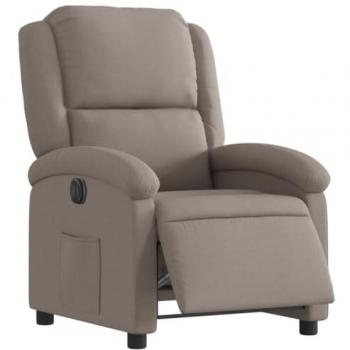 Sillón Reclinable Eléctrico de Tela Gris Taupé con Respaldo y Reposabrazos, Silla de Relax Descanso, Asiento Ajustable para Ancianos