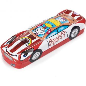 Estuche portatodo infantil metálico diseño coche de carreras 3D, dimensiones 20,5x6,5x4,3 cm