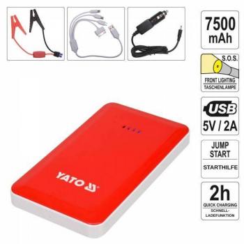 Arrancador de batería externa Yato YT-83080 con 7500 mAh de Polímero de litio en color Rojo