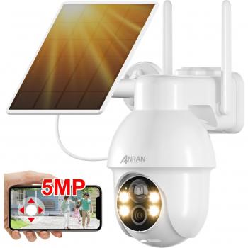 Cámara de Vigilancia Exterior ANRAN 5MP PTZ Omnidireccional WiFi 5dBi Gran Angular Sin Alimentación