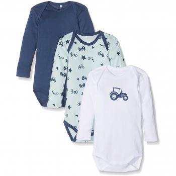 NAME IT Nmmbody 3p Ls Ensign Blue Noos, Body para Bebés, Multicolor