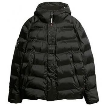 Chaqueta Acolchada con Capucha Superdry Graphic City para Hombre, Color Negro, Talla M, Poliéster Reciclado