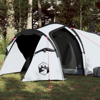 Tienda de Camping Túnel Impermeable para 3 Personas en Color Blanco Opaco, Naranja y Azul