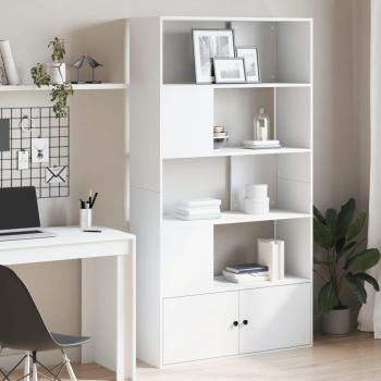 Estantería de madera de ingeniería 100x36x189 cm en colores Blanco, Negro y Roble Sonoma - Mueble de Almacenaje para Oficina, Estudio y Dormitorio - Estantería/Librería/mueble de Almacen