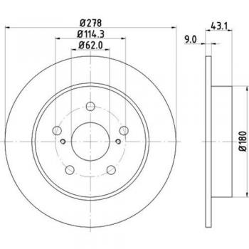 Disco de freno Hella 8DD 355 116-791 para Suzuki Swift 3 y Fiat Sedici, diámetro 278 mm, diseño sólido