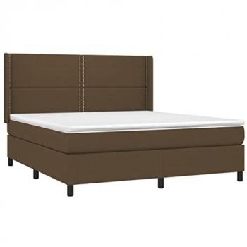 Cama box spring colchón luces LED tela marrón oscuro 160x200cm