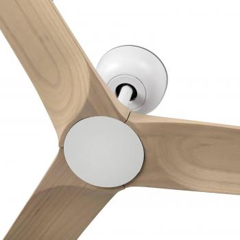Ventilador de techo Heywood S DC, blanco/madera claraBase enchufe con USB color marrón chocolate BJC IRIS 18724-USBC-CH