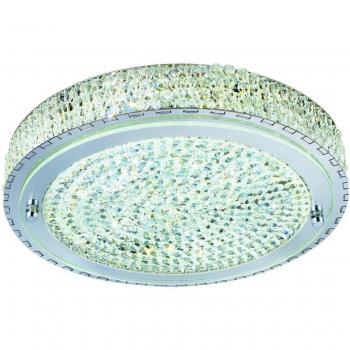 Lámpara de Techo LED Redonda Empotrada 30 cm en Cromo con Centro de Cristal y Espejo