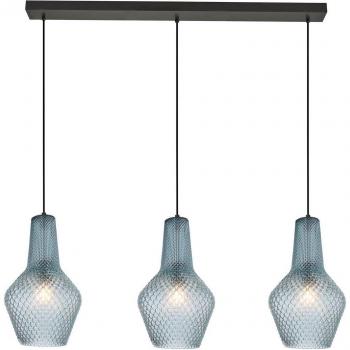 Lámpara colgante Lindby Drakar, 3 luces, azul claro, cristal, Ø 25 cm