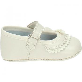 Merceditas Lazo Beige para Niña - Zapatos cómodos, diseño elegante, material de alta calidad, suela antideslizante, cierre con lazo decorativo