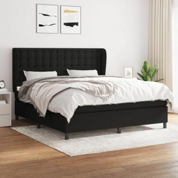 Cama box spring con colchón de tela negro 160x200 cm