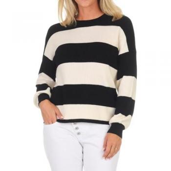Sudadera mujer Only Atia Comfort Fit negra con rayas y hombros caídos, talla S