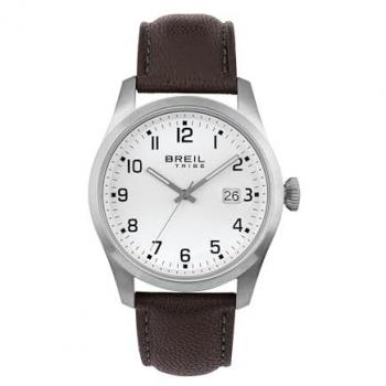 Reloj BREIL Classic Elegance Hombre Esfera Blanca Movimiento Cuarzo y Correa de Cuero Marrón EW0663