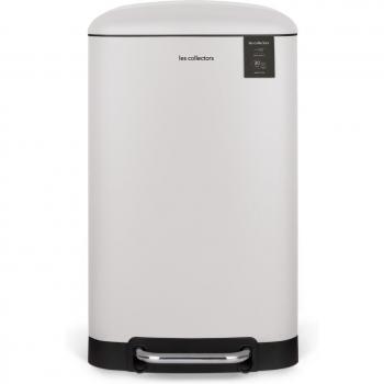 Papelera de cocina con pedal de acero inoxidable n.º 728 blanca, capacidad 30L, compacto, cubo interior extraíble, diseño elegante, acabado mate, resistente, cierre de tapa silenciosa