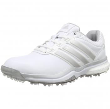 adidas W Adipower Boost 32 - Zapatos de golf para mujer, color blanco / plata / plata oscuro, talla 41.3
