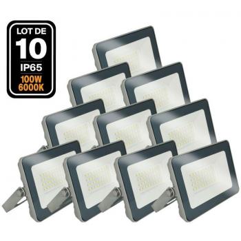 Paquete de 10 Proyectores LED 100W ProLine 6500K - Impermeables IP65 - Uso Exterior - Gris