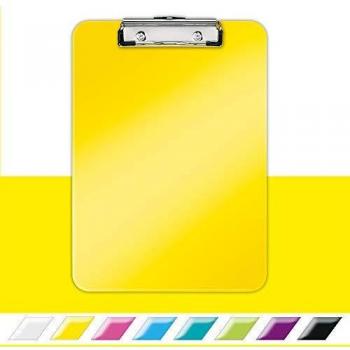 Clipboard Leitz WOW A4, Poliestireno, color amarillo metálico, capacidad para 80 hojas