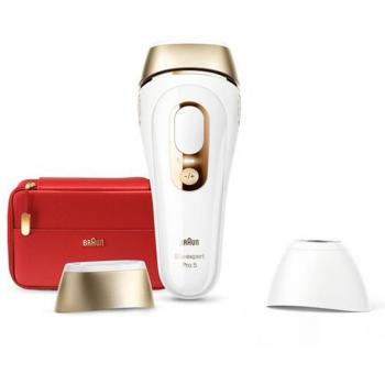 Braun Silk-expert Pro 5 PL5160 Depiladora IPL con Luz Pulsada Intensa, Cabezal de Precisión y Funda Blanda, Color Oro y Blanco