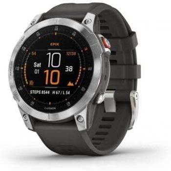 Garmin EPIX 2 - Reloj GPS Multideporte con Pantalla táctil AMOLED, Funciones Superiores, frecuencia cardíaca, mapas y música, Plata Gris