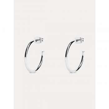 Pendientes aro Ank Singularu bañados en rodio - Joyas de moda para mujer