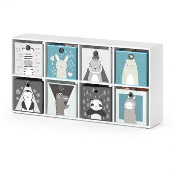 Estantería Infantil Scutum Vicco, Blanco, 143 x 72 cm con 8 Cajas Plegables