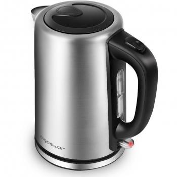 Aigostar Rob 30IGQ - Hervidores de Electrico Acero inoxidable, 1,7 litros, potencia de 2200 W, libre de BPA, Apagado Automático, Filtro Antical Extraíble, Base Rotación de 360°,Negro