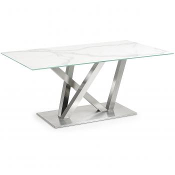 Kavehome Mesa Nyc 180x100, Inox. Mate Kalos Blanco