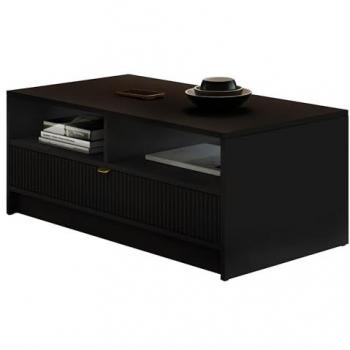 Mesa de centro angular Comfivo J102, aglomerado laminado negro, 100 x 50 x 40 cm