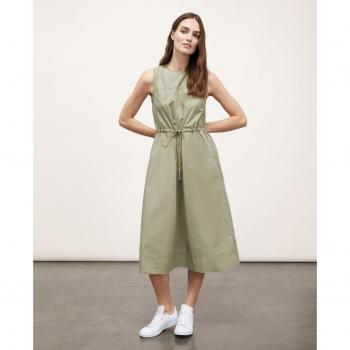 Motivi - Vestido midi de algodón con detalle de jareta ajustable