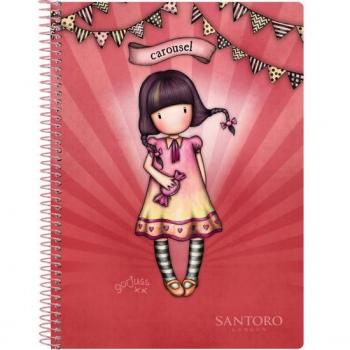 Cuaderno Espiral Safta Cuarto 80 Hojas 60g/m² Papel Cuadrícula 4mm Tapa Extradura Diseño Gorjuss Fairground Carousel