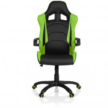 hjh OFFICE 621884 Silla gaming GAME PRO I piel sintética Negro/Verde, Silla escritorio, muy cómodo, respaldo alto