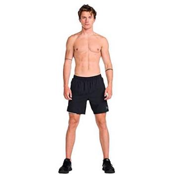 2XU Aero 7 Shorts, XXL, Black/Silver Reflective, Male